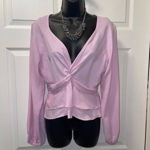 Women’s Size Medium Pink Express Peplum Ruffled Blouse